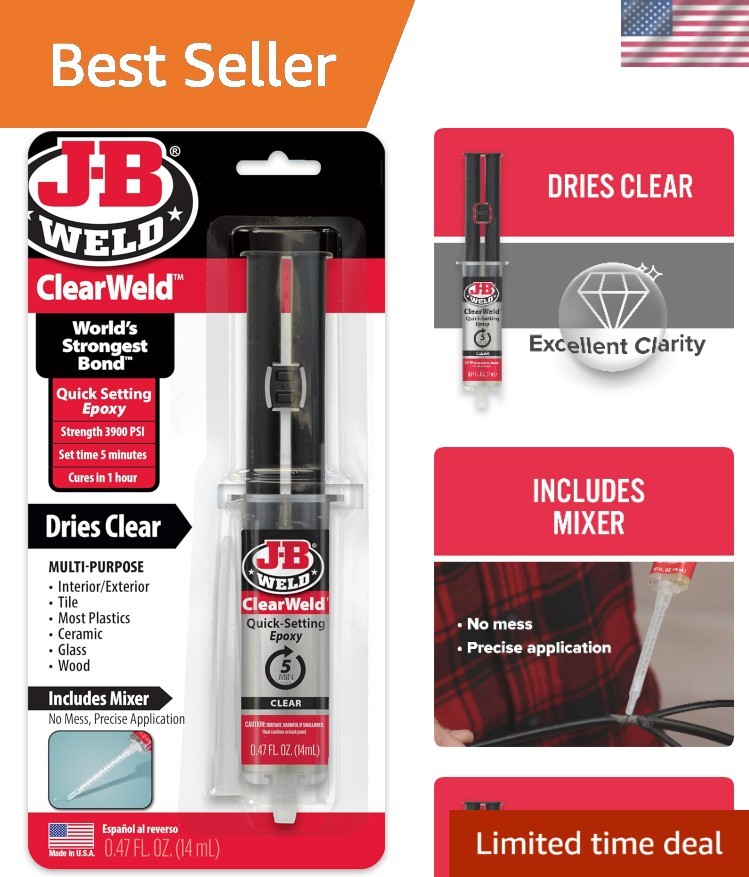 14ml ClearWeld Epoxy: Quick-Setting, Water Resistant & Multi-Material Adhesive