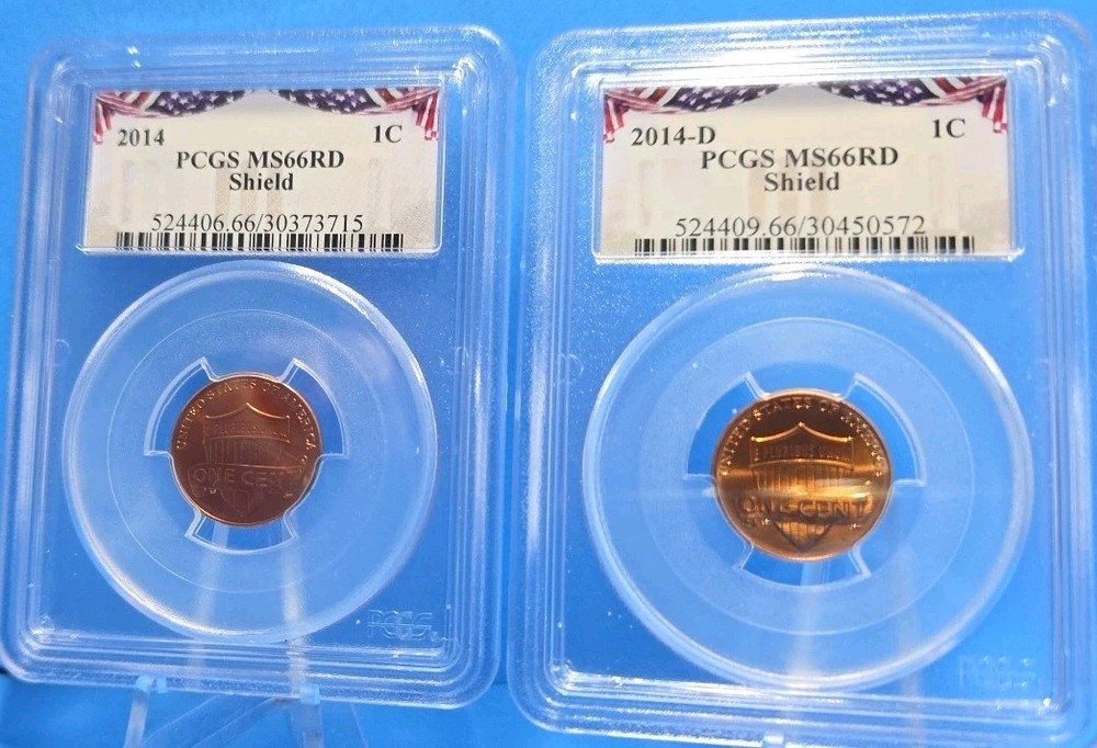 2014-P&D Lincoln Shield Cent PCGS MS66RD Penny 2 Coin Set