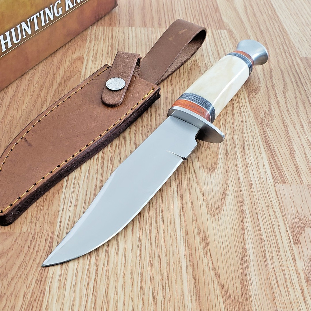 Hunter Fixed Knife 5.5" Stainless Blade Smooth Bone Handle w/Stainless Guard