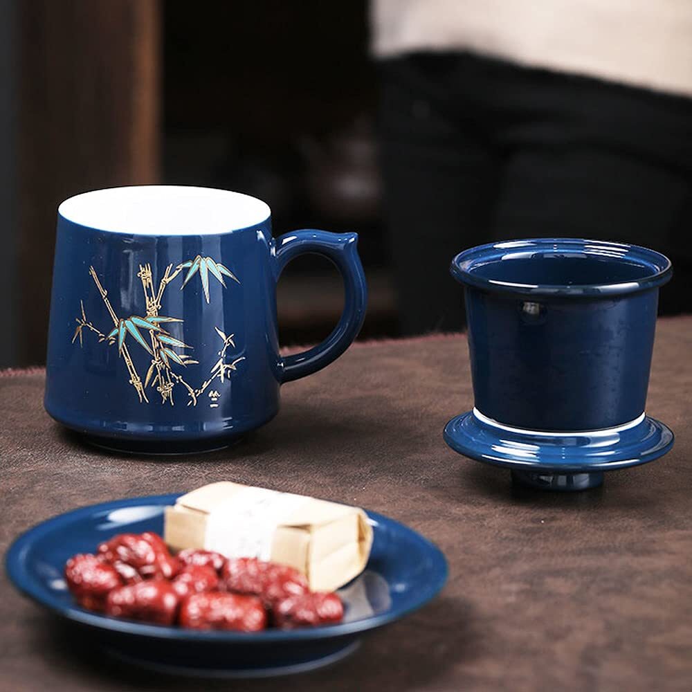 450ml Tea Water Separation Tea Cup Filter Cup Office Household Ceramic Water Mug