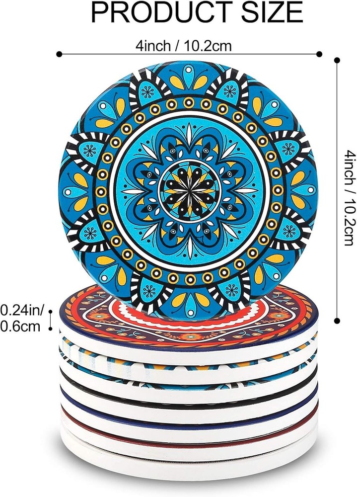 Coasters for Drinks,AODINI Set of 8 Absorbent Stone Mandala