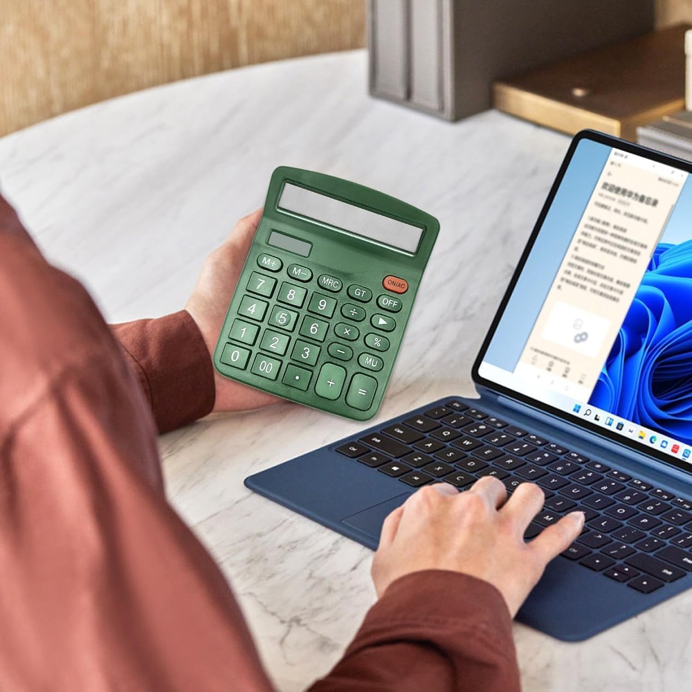 12 Digits Desktop Calculator with Large LCD Display, Basic Calculator Dual So...