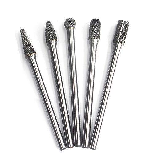 Carbide Burrs Set - 5pcs diameter Extended Long Double Cut Solid Carbide