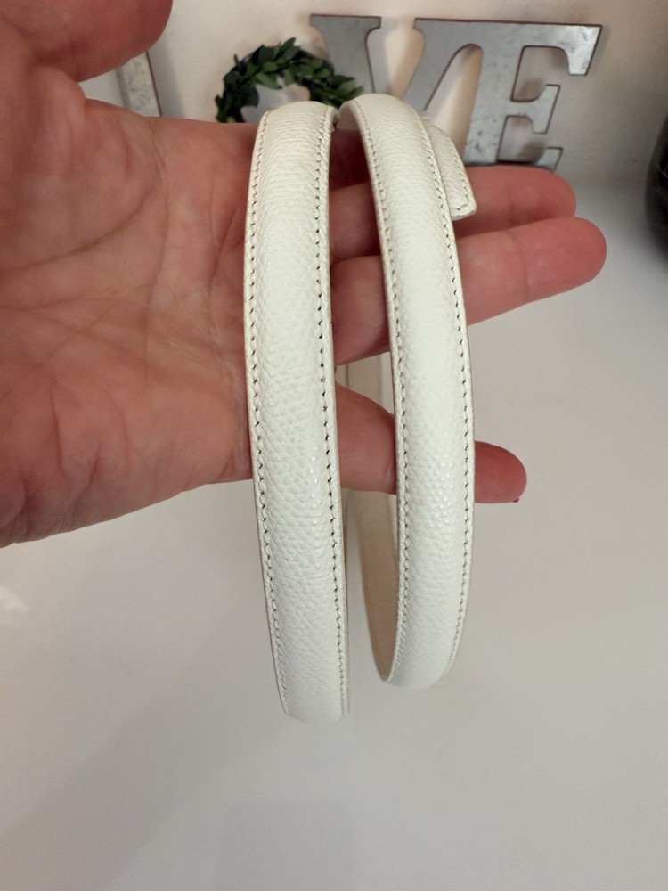 Terry Stack Size XL Minimalist Belt Off White Italian Leather Hook Loop Closure