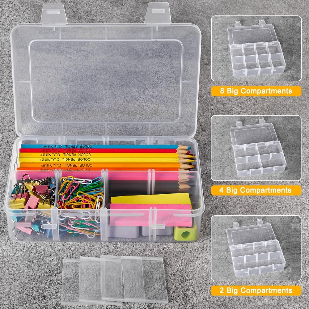 2 Pack 8 Grids Bead Organizer and Storage, Plastic Organizer Box with Removab...