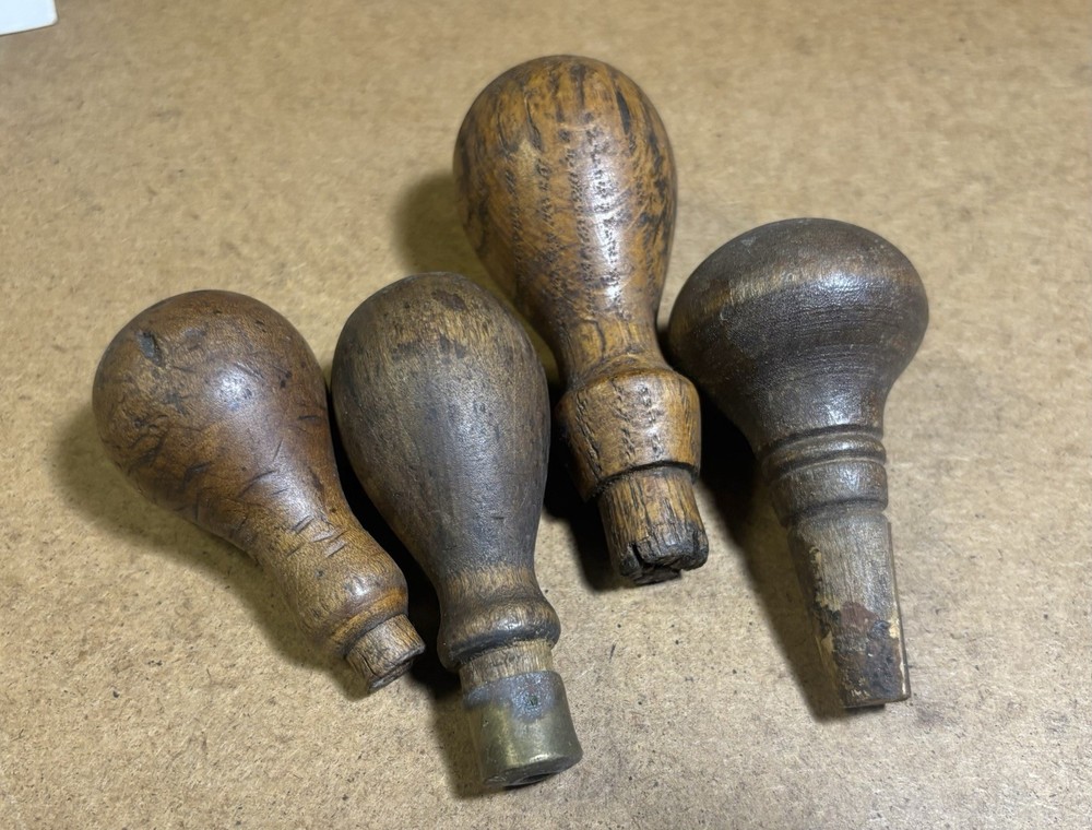 4 Antique Carving Chisels Gouges Handles Only