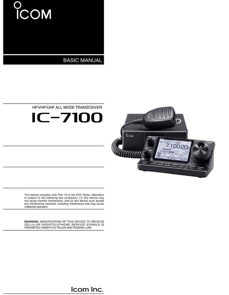 Icom IC-7100 BASIC Instruction Manual: Coil Bound User Guide COLOR COPY