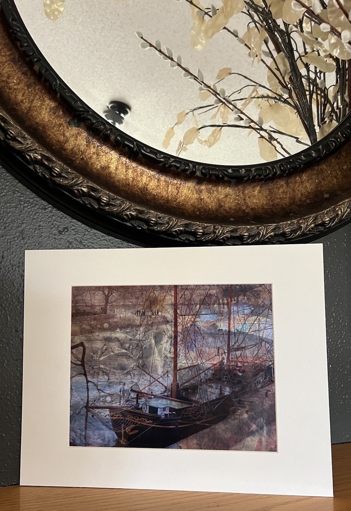14 X 11 Mixed Media Artwork In White Border Theme: Ship