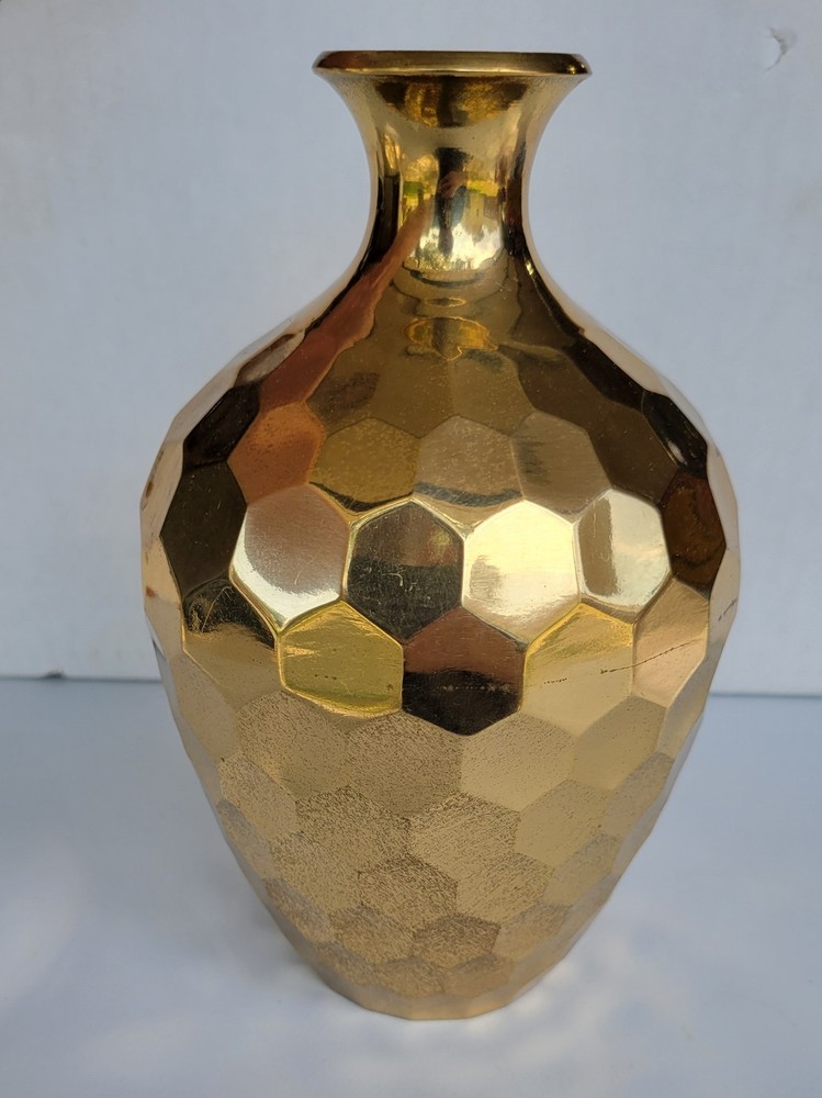 Brass Geometric Vase 7.5" Tall