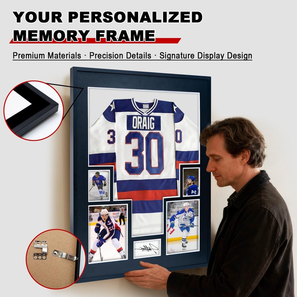Jersey Display Frame Large Shadow Box Frame Clear Acrylic with 98% UV Protect...