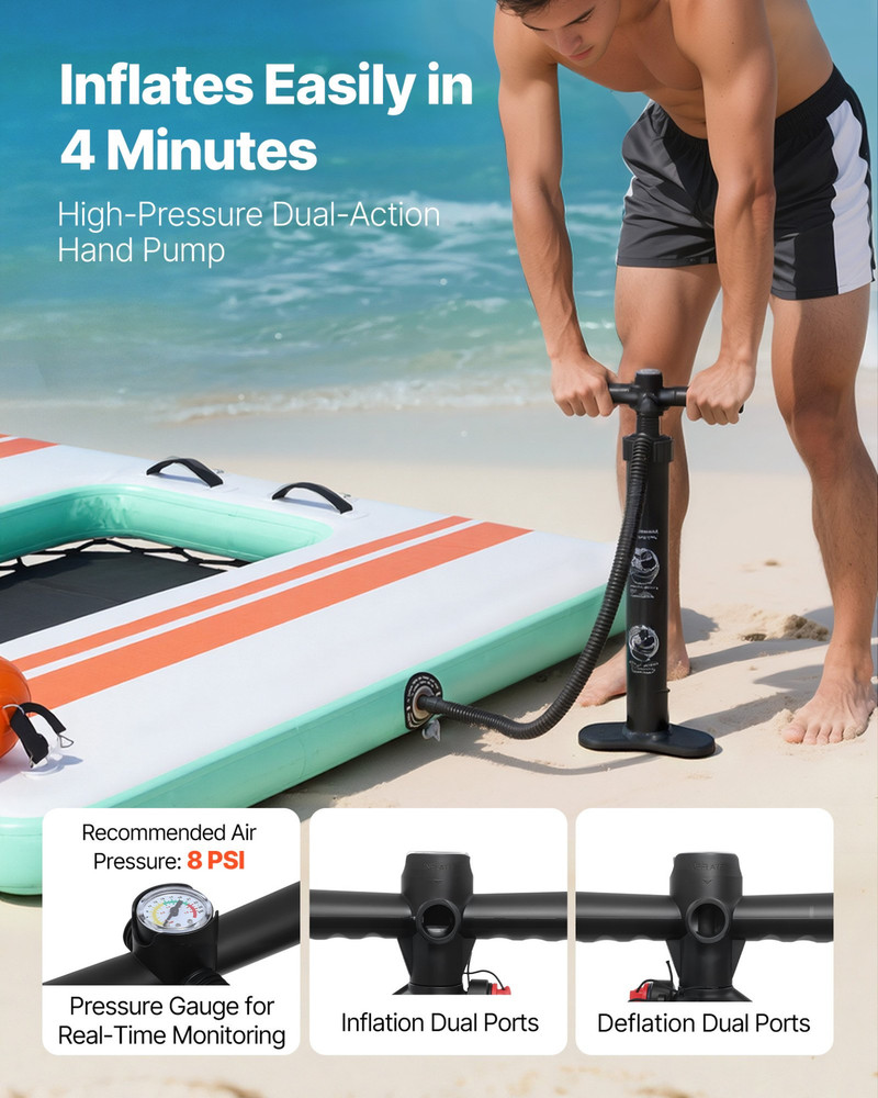 Inflatable Floating Dock 8x6FT Water Platform w/Ladder Bag
