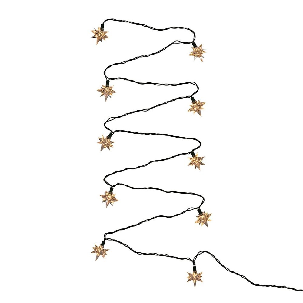 Kurt Adler 10-Light Diamond Star Light Set, Green/Clear