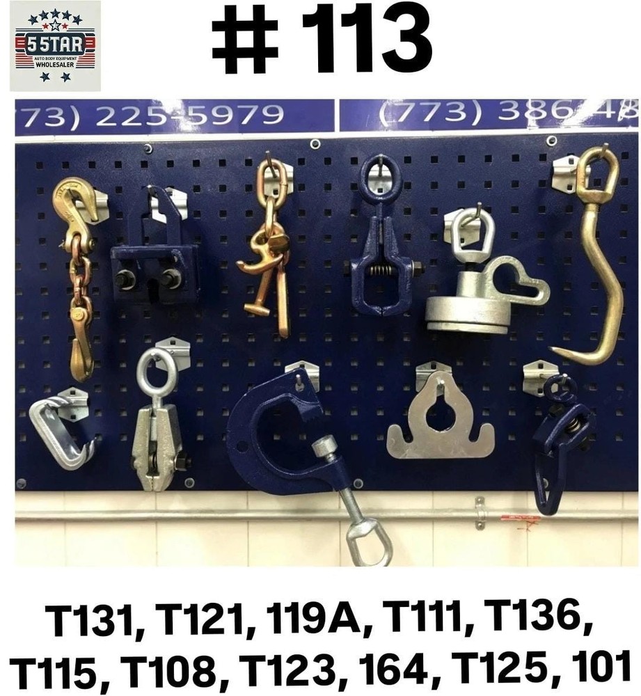 SET# 113 AUTO BODY FRAME MACHINE 11 PIECE TOOLS AND CLAMP CHAIN SET