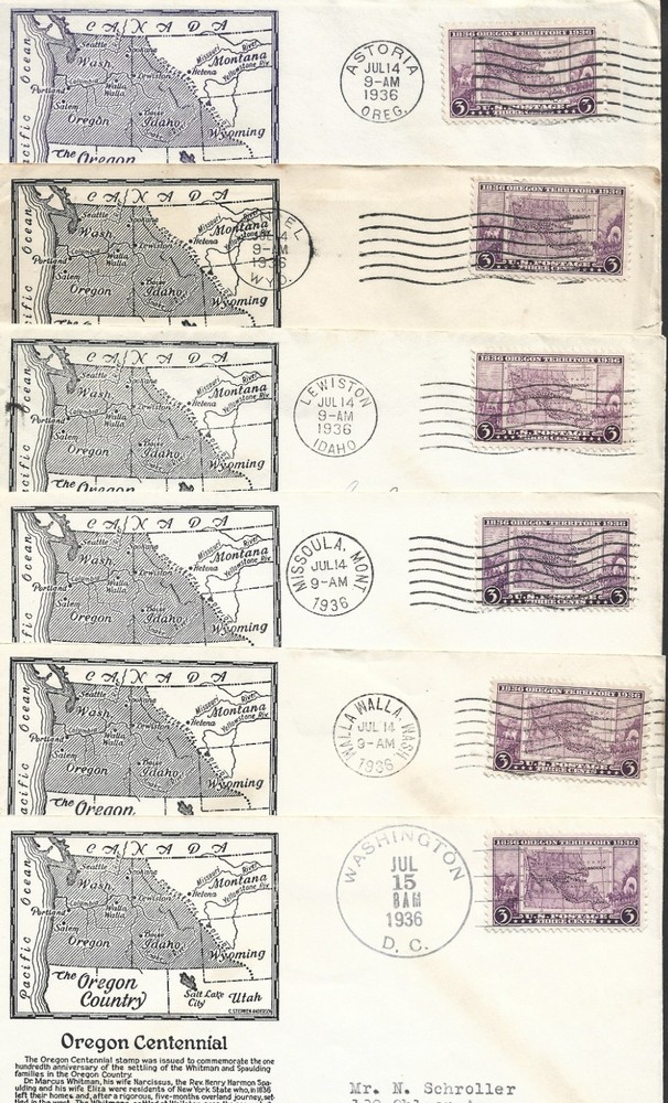 1936 FDC,  OREGON TERRITORY, ANDERSON