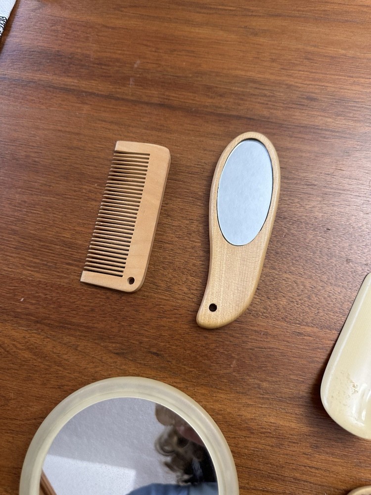 Vintage Wood and Celluloid Vanity Set