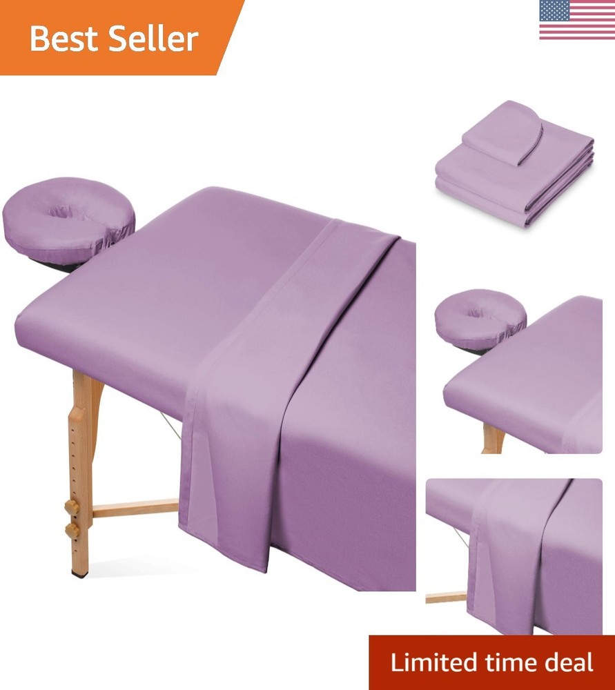 3-Piece Microfiber Massage Table Sheet Set -  Facial Bed Cover - Includes Fla...
