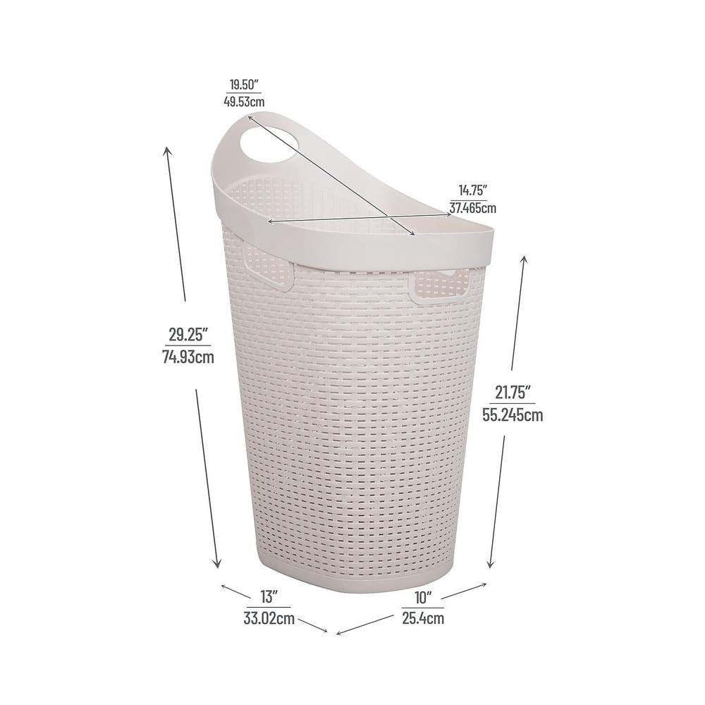 60L Rolling Laundry Hamper Clothes Basket Wheels Plastic 29.25"H