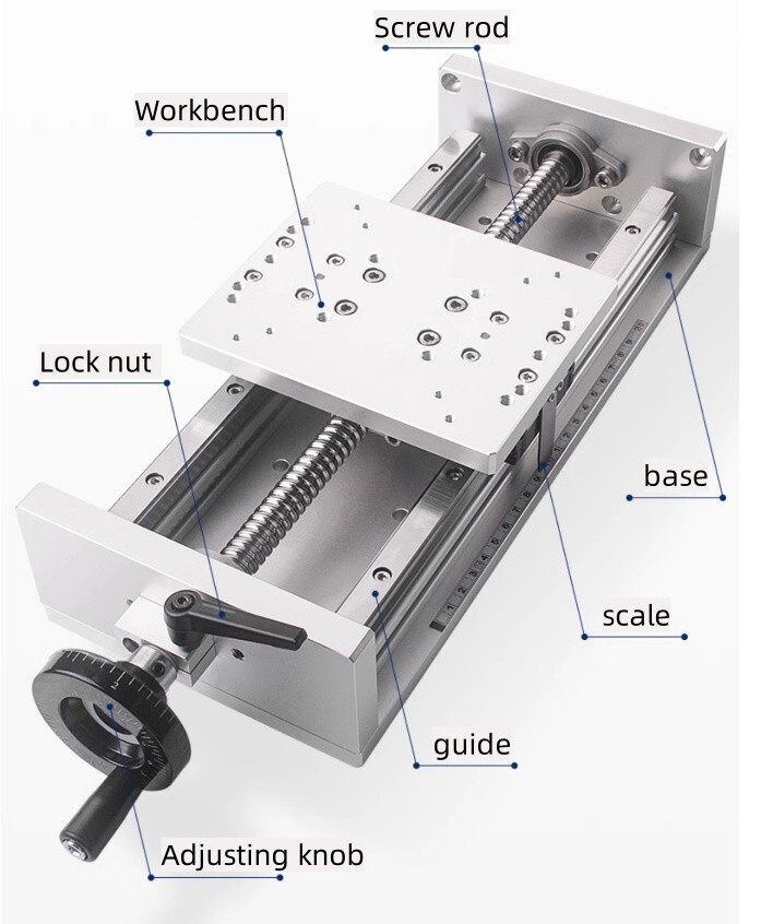 X-axis guide rail fine adjustment slide table XKT200-L100 trip 100mm