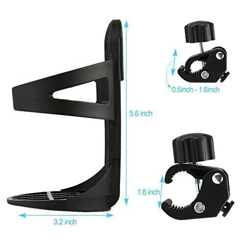 2pc Stroller Universal 360° Rotatable Cup Holder, Black Stroller Bottle Holder