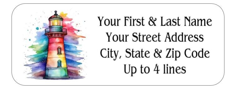 150 Lighthouse Prismatic Colors Mailing Return Address Labels Personalized
