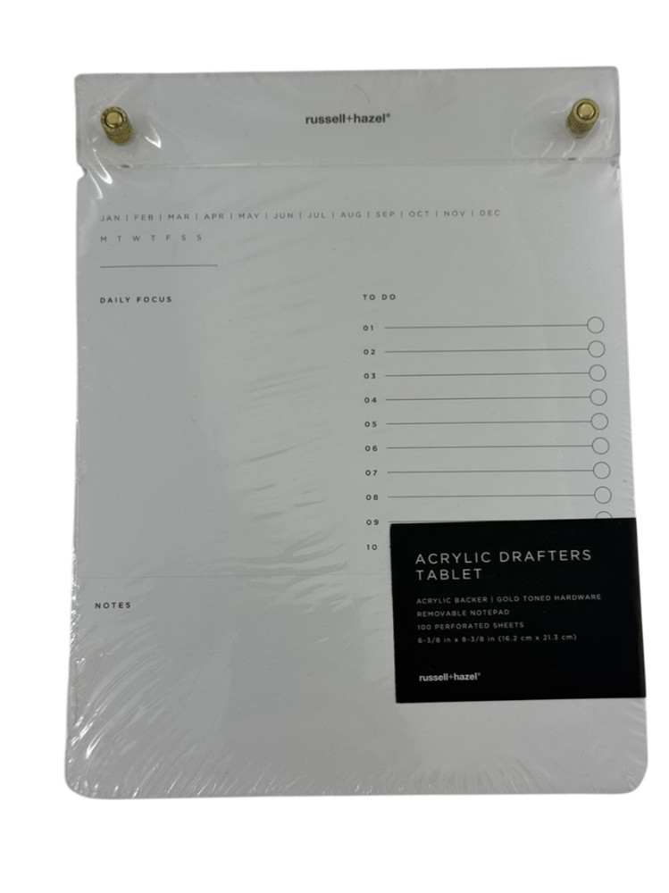 Russel Hazel NEW Pro Drafters Acrylic Backer Tablet Notepad Planner Refillable
