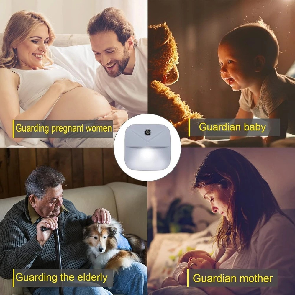 Plug-In Night Light LED Motion Sensor Activated Bathroom Kitchen Hallway 6-Pack