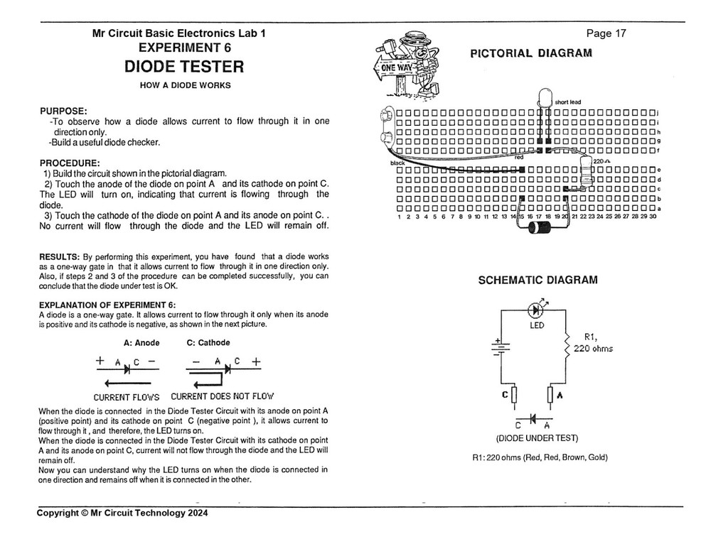 MC1-06 ** Mr Circuit Science ** Experiment Kit -How A Diode Works