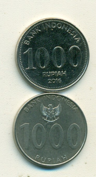2 DIFFERENT 1000 RUPIAH COINS from INDONESIA DATING 2010 & 2016 (2 TYPES)