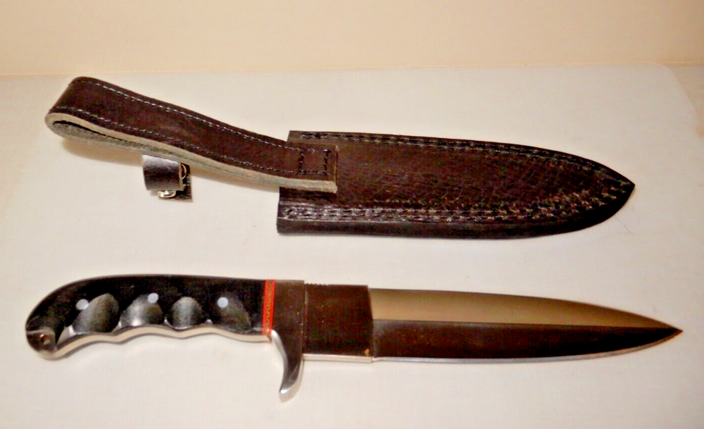 MASSIVE D2 Force 11 1/2" Dagger with Leather Sheath NEVER USED - DISPLAYED ONLY