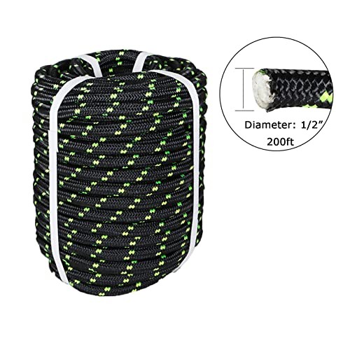 1/2 Inch x 200 FT Double Braid Polyester Rigging Ropes,Nylon Pulling Rope