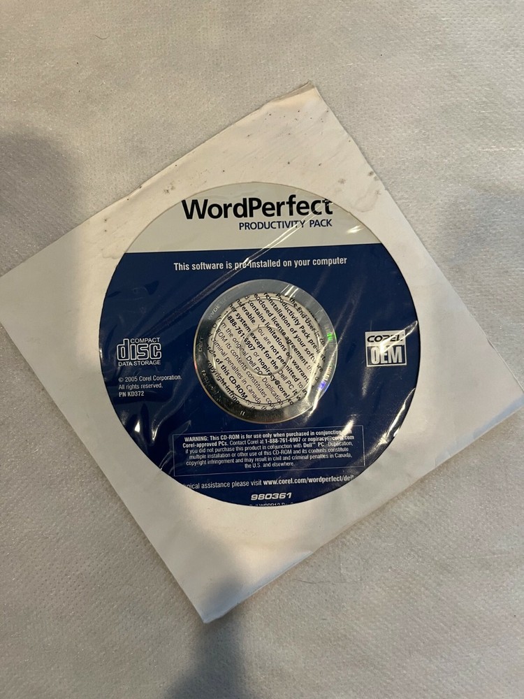 Corel WordPerfect Productivity Pack Install CD-ROM, Sealed