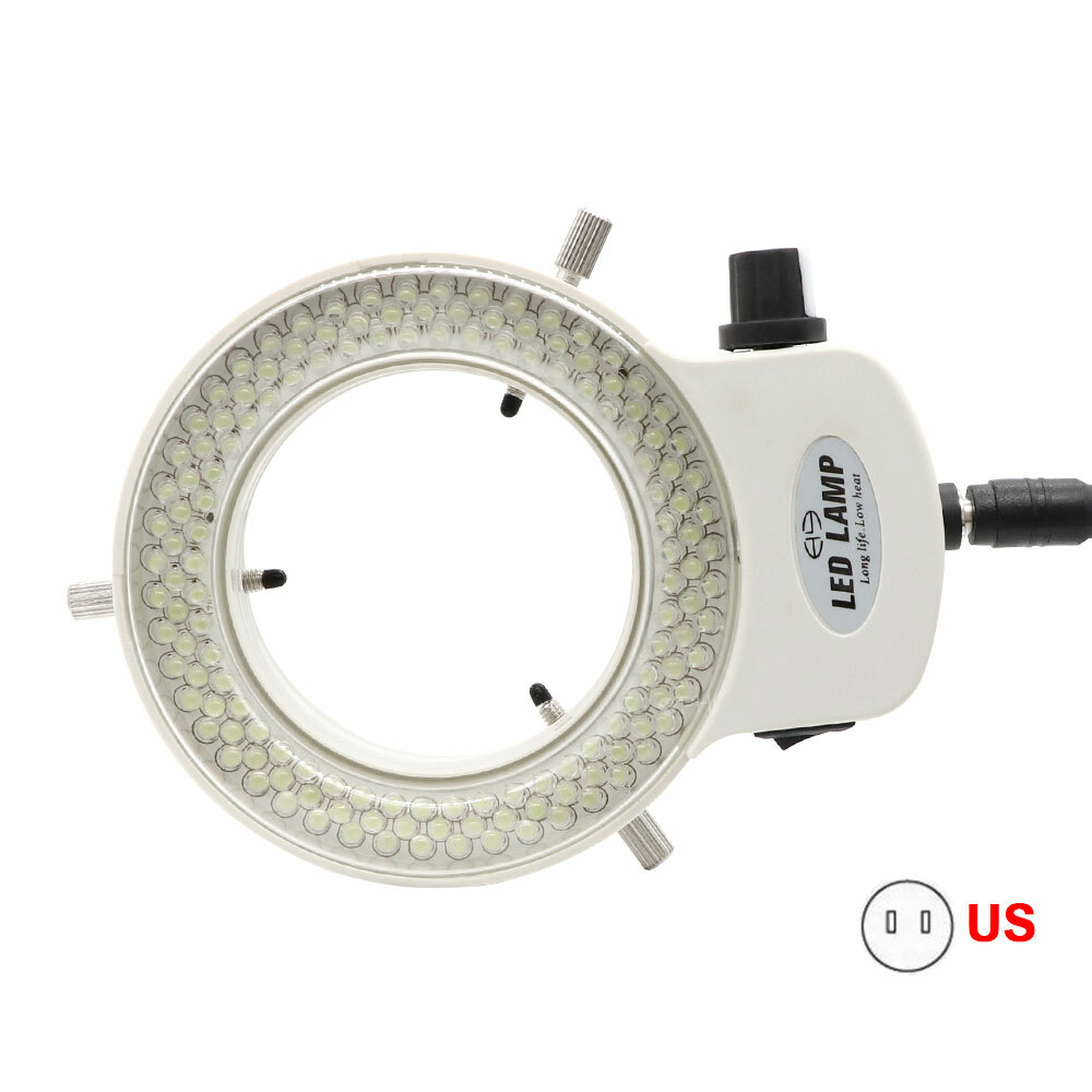 Adjustable 144 LED Bulb Microscope Ring Light Illuminator Lamp US Plug #LI