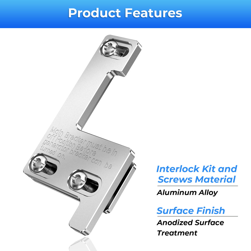 US For Siemens / Murray / ITE 150 & 200 Amp Panel Generator Interlock Kit Billet