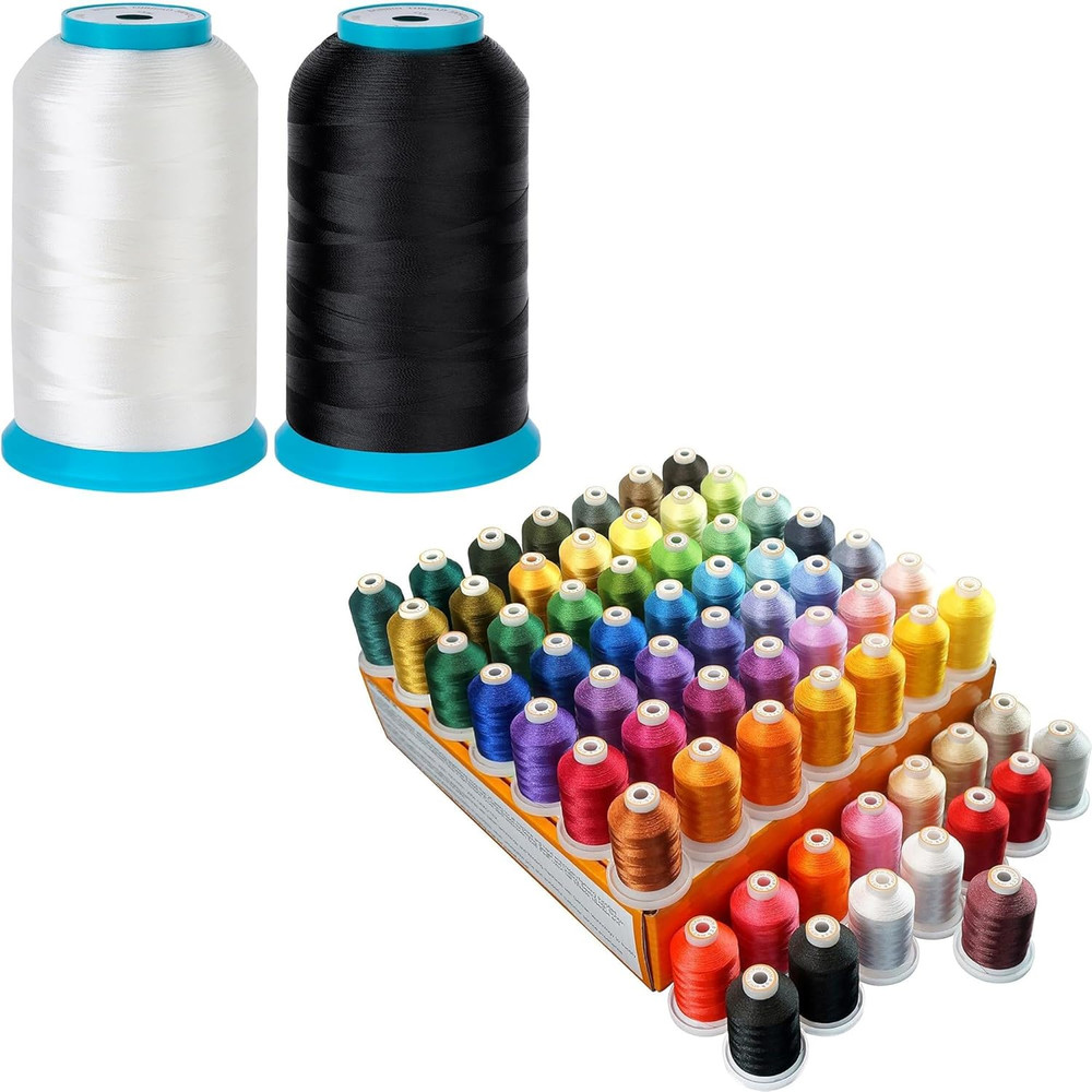 60WT Bobbin Thread Set (Black+White) & 64 Spools 1000M Polyester Thread Kit