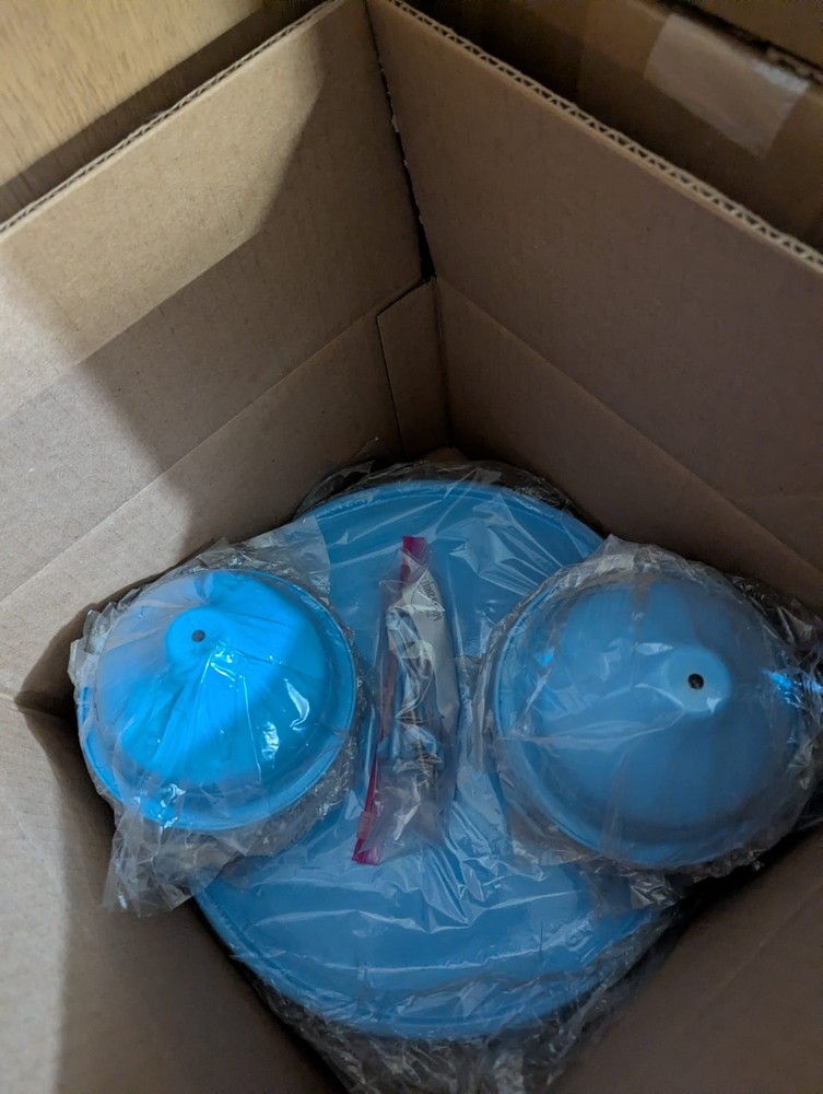 5 Blue Round Cake Stands with pedestal base