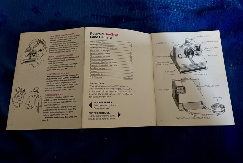 Vintage Polaroid 5x-70 One Step Land Camera Instruction Operational Manual