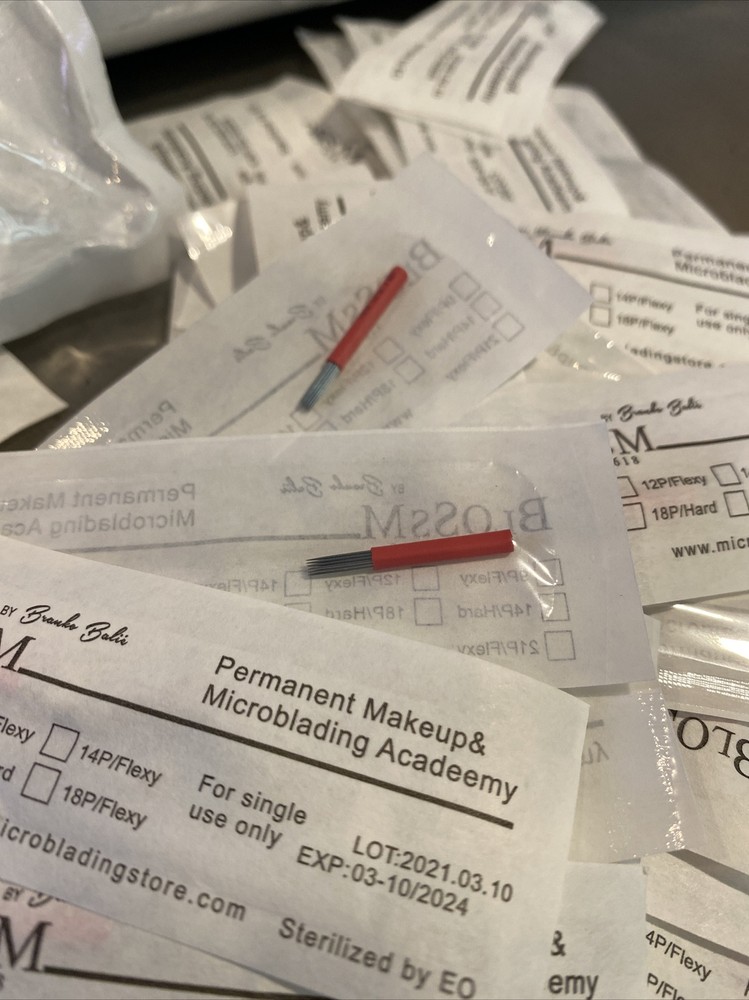 Eyebrow Tattoo Needle Blossm 50Pcs Microblading Shading Permanent Make Up