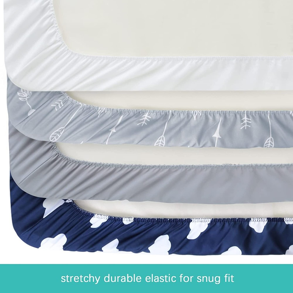 Bassinet Fitted Sheets Fit Various Rectangle Cradles/Bassinet Mattress 4 Pack