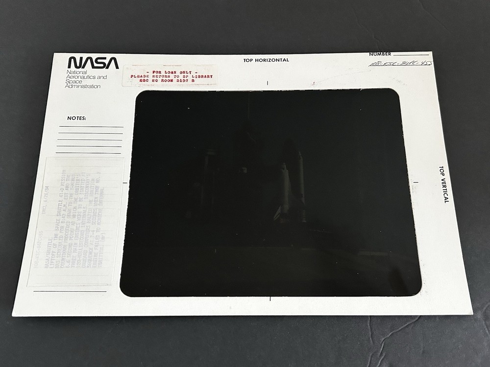1984 NASA KSC Shuttle Discovery 41-D Mission Launchpad Presentation Transparency