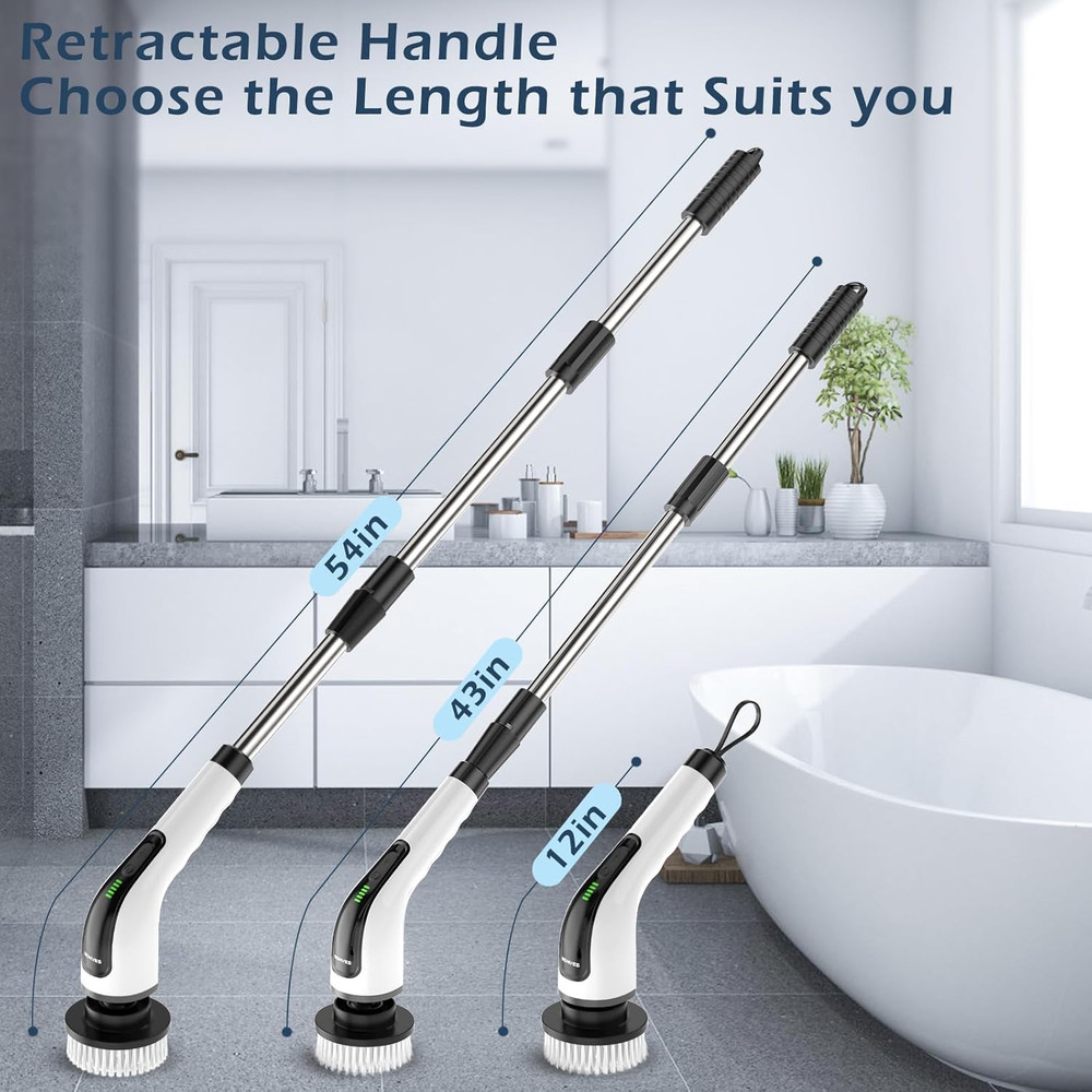 Electric Spin Scrubber, Cordless Cleaning Brush Scrubber for Home, 8 Replaceable