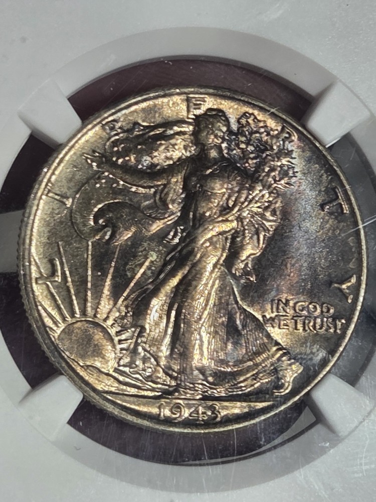 1943 Walking Liberty Half NGC MS61 Toned