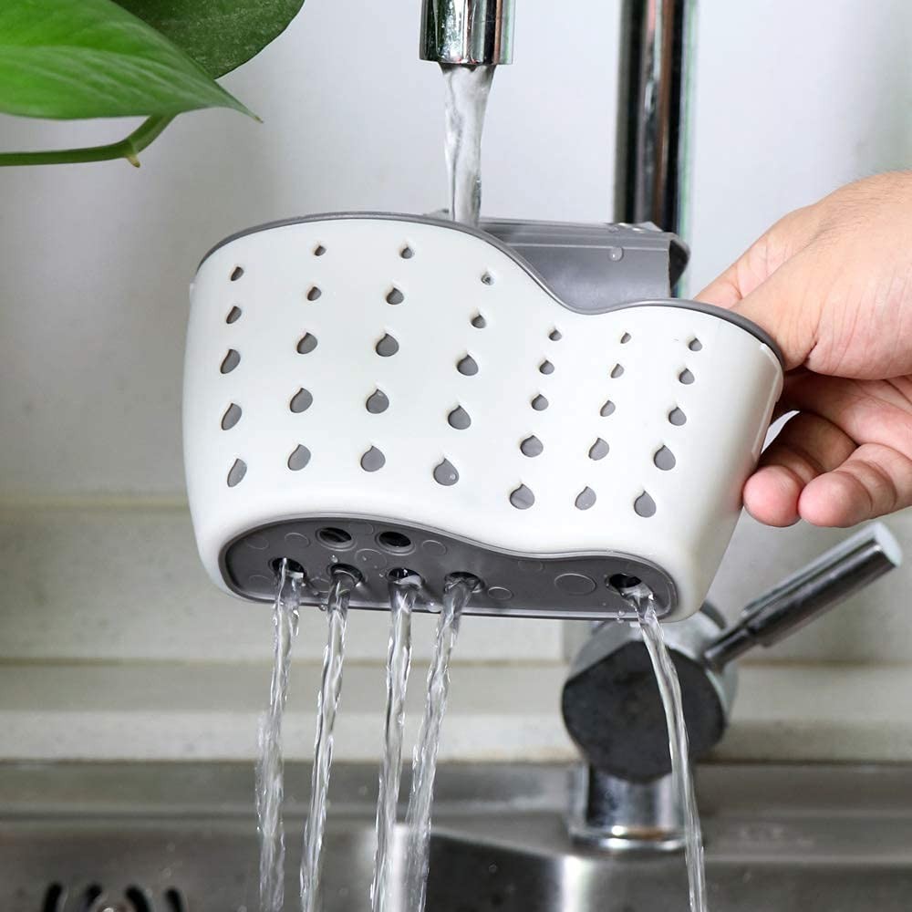 Kitchen Sink Caddy Sponge Holder Silicone Plastic 2 Piece, As Pictured-2 Pack