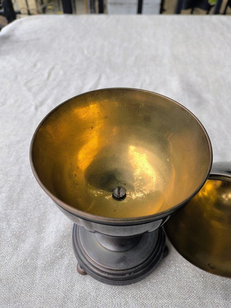 11" Brass and Metal Egg Decor Footed Stand