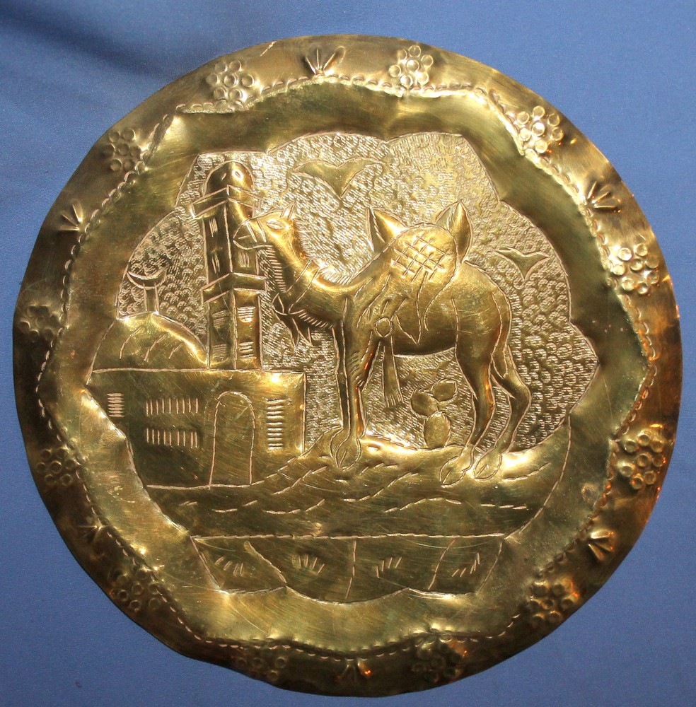 Vintage Arabic Wall Decor Brass Plaque Camel