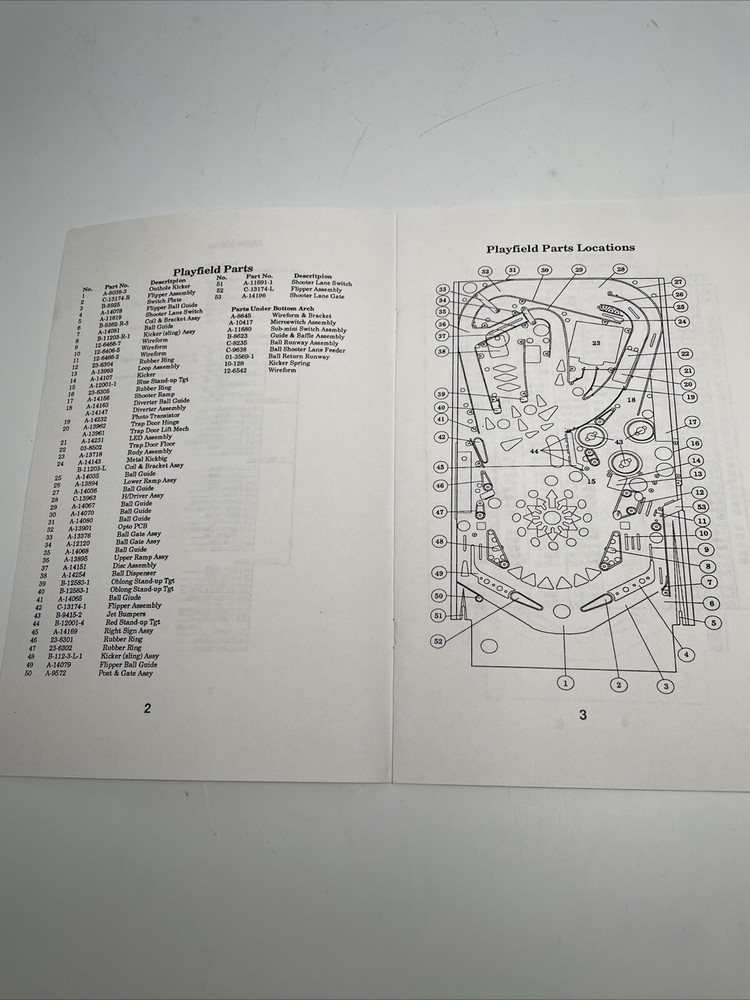 Williams FUNHOUSE Original Pinball Operator's Handbook Manual