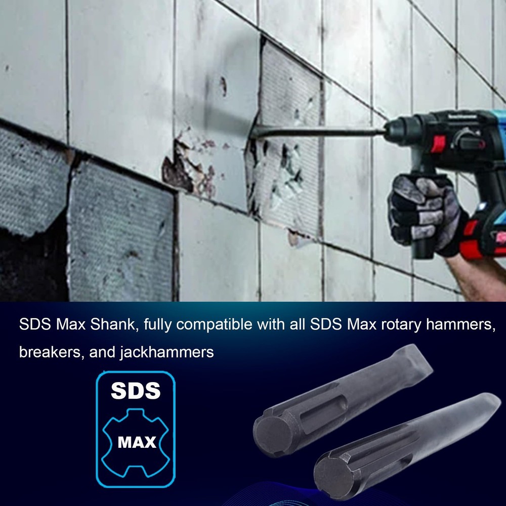 18-Inch SDS Max Set, 1 Inch Flat Chisel and Point Chisel, Ideal for Concrete ...