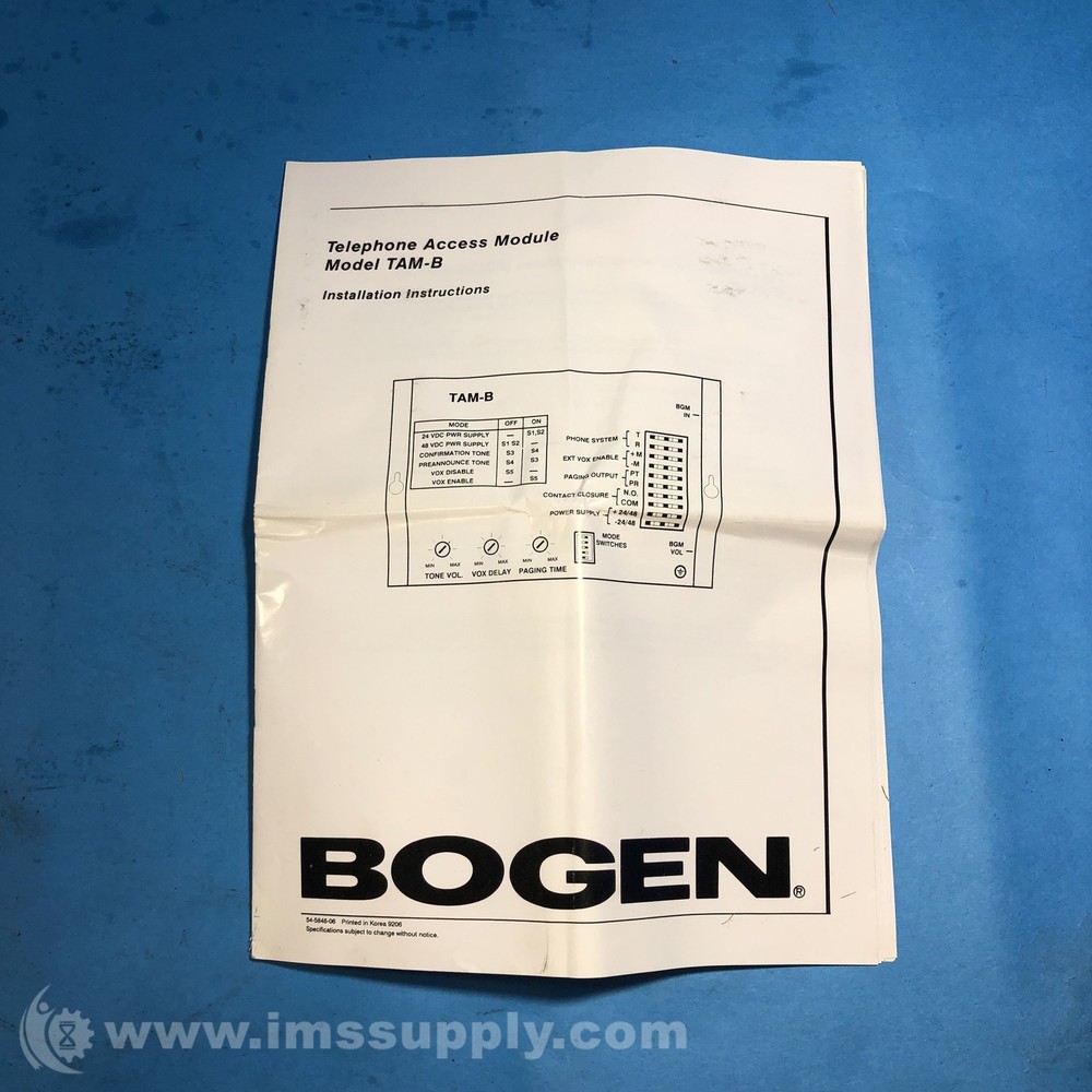 Bogen Communication TAM-B Telephone Access Module FNOB