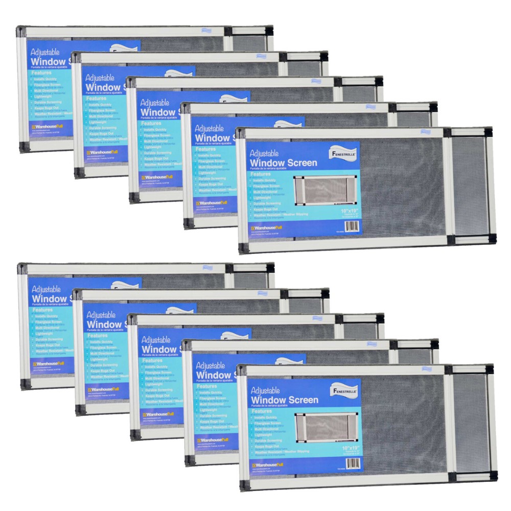 Adjustable Window Screen, Vertical/Horizontal, 10"x19-36" or 19"x10-18", Case/10