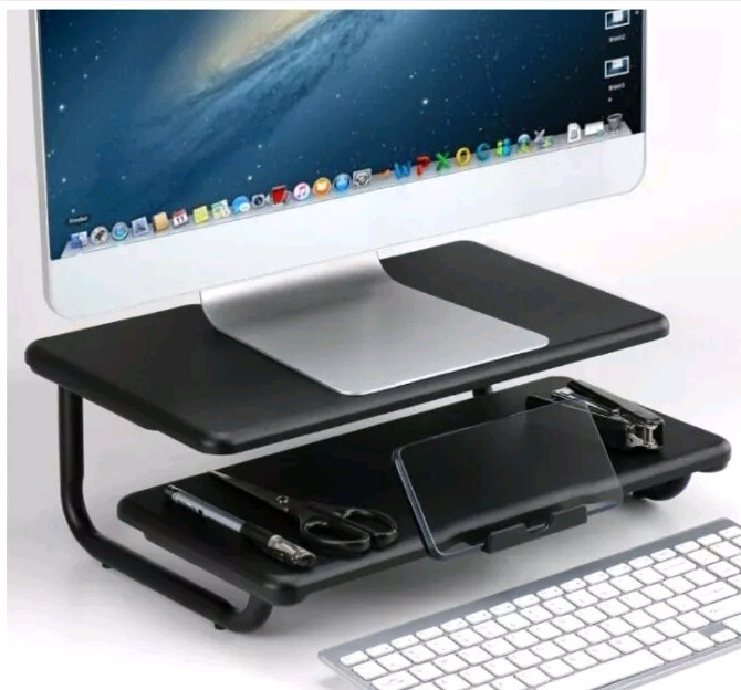 Double-Layer Heightening Desktop MDF/Metal Display Base Notebook Computer Stand.