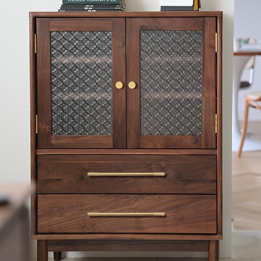 2pcs Solid Brass Gold Cabinet Pulls, 10 Inch Hole Centers for Kitchen Cupboar...